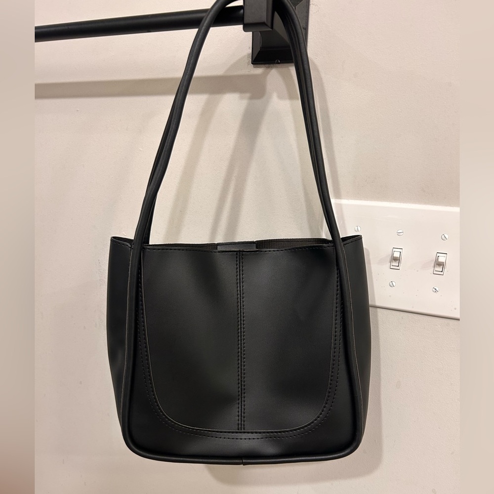Faux leather shoulder bag